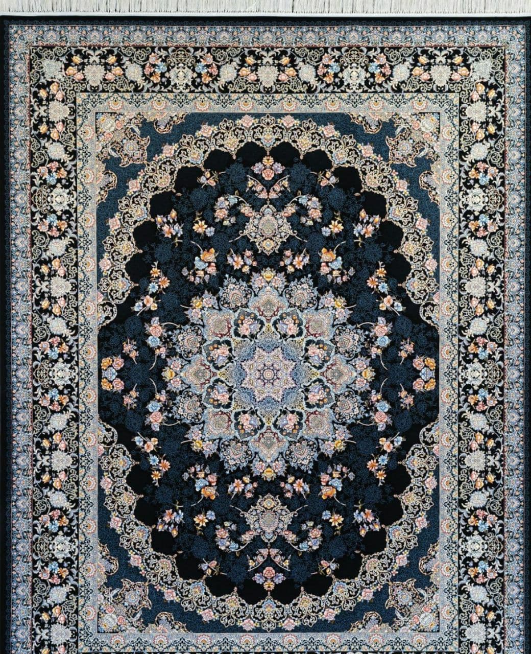 🔮 فرش ساری گل  رنگ سرمه ای