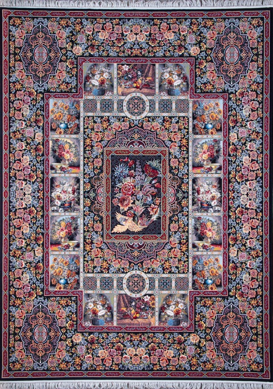 فرش باغ ارم رنگ سرمه ای