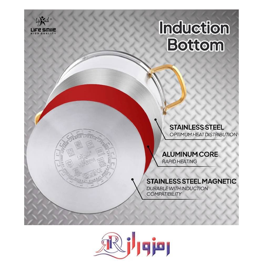 سرویس قابلمه 6 پارچه استیل لایف اسمایل اصلی مدل LIFEP12-6-2