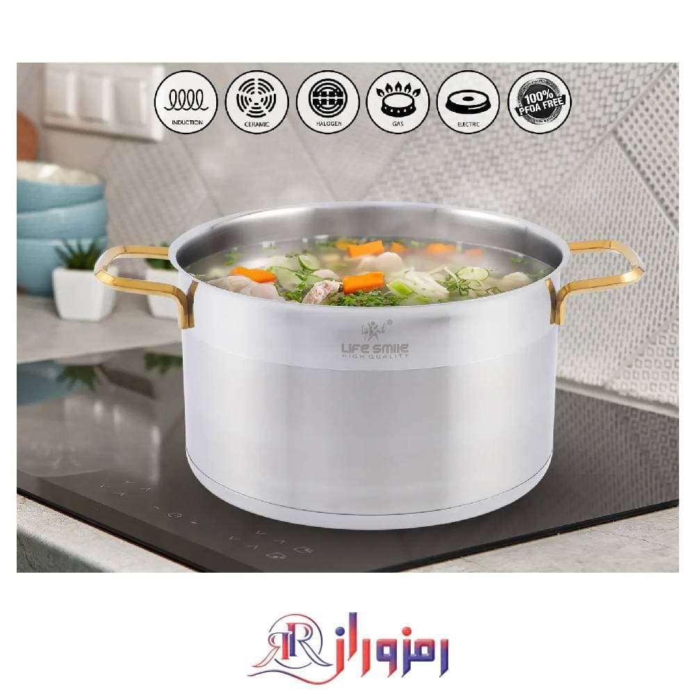 سرویس قابلمه 6 پارچه استیل لایف اسمایل اصلی مدل LIFEP12-6-2